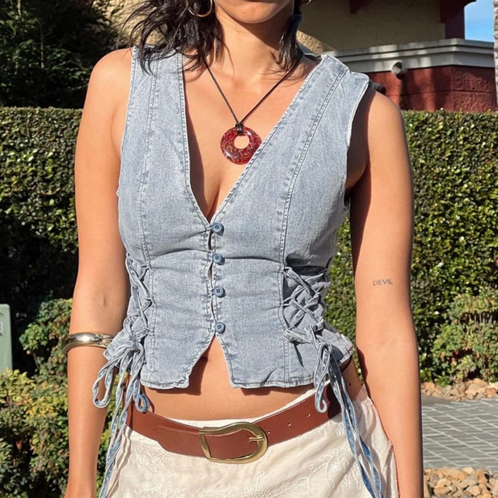 Denim Blue Sleeveless Top